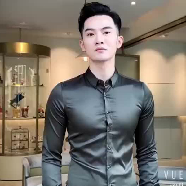 Spring and autumn new men's long -sleeved shirt Korean slim casual shirt plus velvet thickened pure color inch jacket trendy